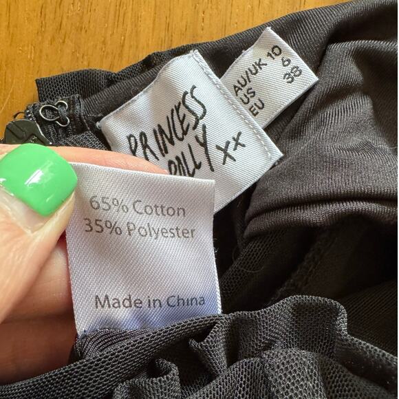 Princess Polly size 6 Cartia Black Structured Partially Sheer Bodysuit - Picture 14 of 14